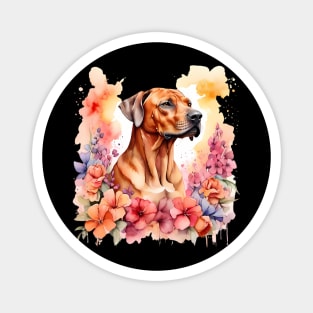 A rhodesian ridgeback decorated with beautiful watercolor flowers Magnet